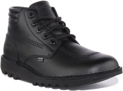 KICKERS Kick Hi Top Acolchado Hombre Cordones Cuero Botines Negro Talla UK 6- 12 - Imagen 1 de 4