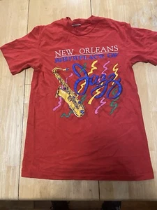 Vintage 90s New Orleans Birthplace of Jazz Black Single Stitch Shirt S Dixieland - Bild 1 von 5
