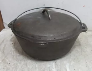 Vintage Cast Iron Camp Pot with Handle Lid Dutch Oven NO. 8 MADE IN USA 10 5/8 ! - Picture 1 of 6
