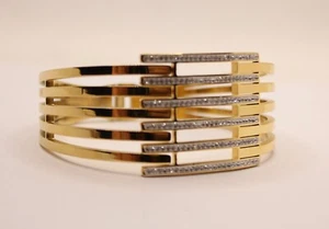 Bracciale Donna Acciaio Scalare Strass Bianchi Chiusura a Molla diam. 65 Exploit - Foto 1 di 6