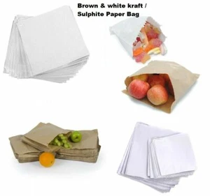 Paper bag strung sulphate brown & white kraft food sandwich takeaway grocery bag - Picture 1 of 13