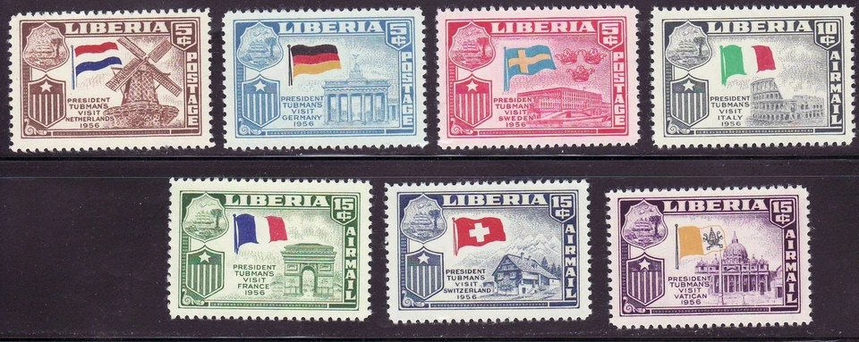 Liberia # 368-70 C114-17 MNH France, Germany, Sweden, Italy, Netherlands Flag - Image 1 of 1