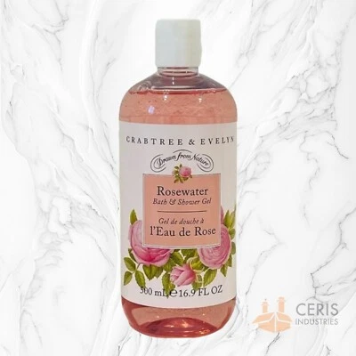 Crabtree & Evelyn Rosewater Bath and Shower Gel 16.9oz/500 ml (New Without Box)