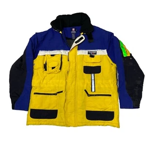 VTG Ralph Lauren CHAPS Mountain Ski Jacket Sz Medium M Yellow Blue Y2K Pockets - Picture 1 of 14