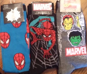 Marvel comics Thor Ironman Hulk faces Spiderman face socks new mens size 6-12  - Picture 1 of 1