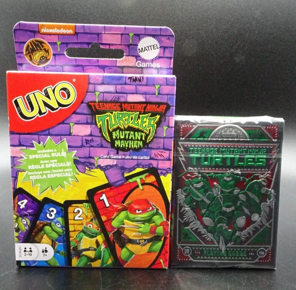 Mattel UNO & Theory11 "Teenage Mutant Ninja Turtles" Bundle FUN Family Pack New - Image 1 of 4