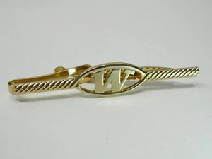 Fermacravatta/barra vintage SWANK lettera grande "W" - Foto 1 di 2