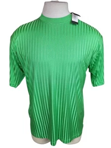 Genelli Herren grün S/S gestreiftes Hemd 100 % Seide Größe - LARGE neu mit Etikett NEU - Bild 1 von 6