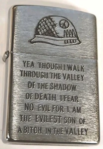ZIPPO VIET NAM WAR "I FEAR NO EVIL FOR I AM THE EVILEST" BRUSHED CHROME LIGHTER - Picture 1 of 10