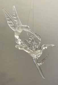 Colibrí de vidrio pájaro en una flor vidrio soplado adorno de Navidad - Imagen 1 de 6