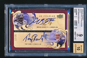 2008 UD Premier Signif Stars Gold Autos TONY ROMO BARBER #RB /25 BGS 9 Auto 10 - Picture 1 of 2