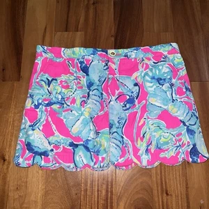 Lilly Pulitzer Girls 14 pink teal lobster skort. Scalloped hem. - Picture 1 of 8