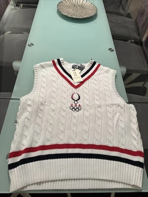 Polo Ralph Lauren Sweater Vest Mens XL White 2008 Beijing Olympics Rare - Image 1 of 4