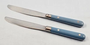 Interpur Edelstahl Besteck, zwei Messer - blauer Kunststoffgriff, Korea - Bild 1 von 3