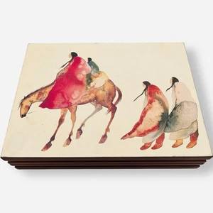 Caja de madera de cedro forrada de terciopelo con estampado de acuarela arte nativo americano Carol Grigg - Imagen 1 de 12