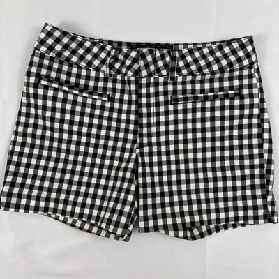 "Panthropologie Pantalones Cortos Mujer 27 Negro Blanco Picnic Guinga Ribete Bolsillos 4"" Entrepierna" Foto 1 de 4