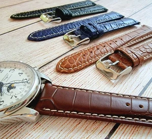 Luxus Krokodil Aligator Korn Uhrenarmband Band Dress 18 mm 20 mm 22 mm 24 mm - Bild 1 von 35