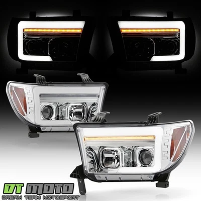 For 2007-2013 Toyota Tundra Upgrade Chrome LED Sequential Projector Headlights - Image 1 of 4