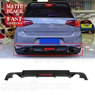 For VW Golf MK7.5 GTI 18-2021 V Style Matte Black Rear Bumper Shark Fin Diffuser - Image 1 of 4