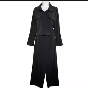 Chicos Travelers Women's Easy Chic Utility Jumpsuit Black Slinky 16 XL - Picture 1 of 9