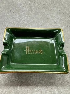 Vintage Harrods Knightsbridge London grün & gold Keramik Schmuck Schale Aschenbecher 4,5" - Bild 1 von 8