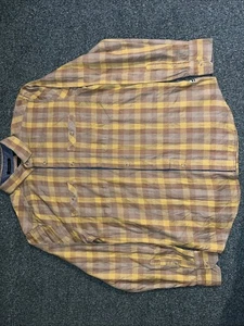 Sean John Mens Large Tailored Fit Gold Plaid Long Sleeve Button Front Shirt - Picture 1 of 6