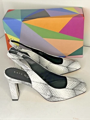 Katy Perry Womens The Hollow Heel Sling Back Block Heels Snake Print 8 Medium Foto 1 de 4