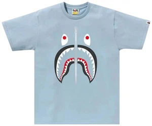 NWT BAPE Shark Tee Sax Light Blue Rare Premium Designer Streetwear S M L XL XXL - Picture 1 of 2