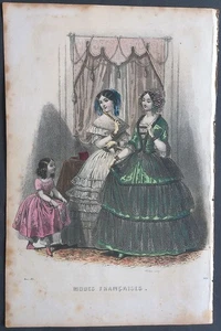 Gravure Mode Modes Françaises Signée Millin Sculp. Mars 1851 284 - Picture 1 of 2