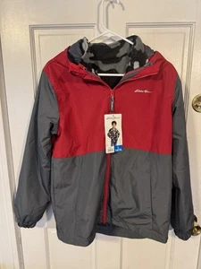 Eddie Bauer Youth Lightweight 3-1 Hooded Jacket Size L-14/16 Red Grey New&&& - Picture 1 of 2