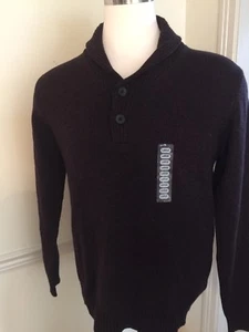 NWT Men's Method Sweater Sz Large L Long Sleeve Button Purple Black Collar Neck - Picture 1 of 10