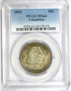 1892 PCGS MS64 Columbian Expo Classic Commem Half-Nice Toning-Price Guide $215 - Picture 1 of 2