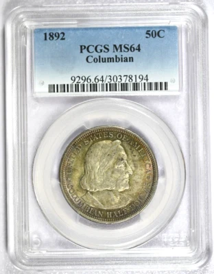 1892 PCGS MS64 Columbian Expo Classic Commem Half-Nice Toning-Price Guide $215 - Image 1 of 2