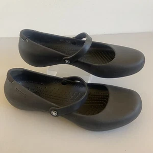 Crocs Alice Womens Shoes Size 9 Black Round Toe Slip On Mary Jane Work Ballet - Picture 1 of 11
