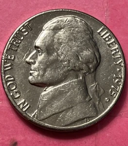 1975 D Jefferson Nickel/ AU/ DDO, #N-046 - Picture 1 of 3
