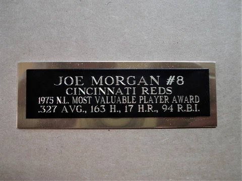 Joe Morgan Reds 1975 NL MVP Award Baseball Card Plaque Nameplate 1" X 3" Cover