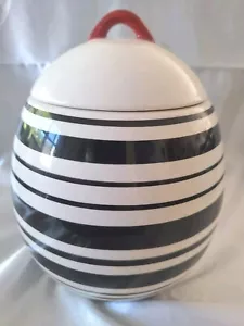 Rare Find Metro Collection By Jay Black And White Striped Cookie Jar W Lid... - Picture 1 of 13
