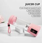 Portable 380ml Mixer Rechargeable Usb Juicer Fruit Blender Juicer Shaker Pink