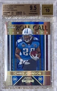 2008 PLAYOFF CONTENDERS ROLL CALL AUTO /25 CHRIS JOHNSON BGS 9.5 POP 2 - Picture 1 of 2