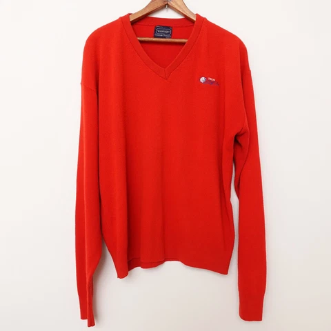 Vintage Texas Rangers MLB Made In USA Sweater Knit Red Size Large Fit Medium Men Cover