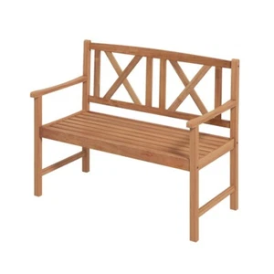 47.5" Acacia Wood Outdoor Garden Bench Chair 2-Person w/ Cozy Armrest & Backrest - Picture 1 of 10