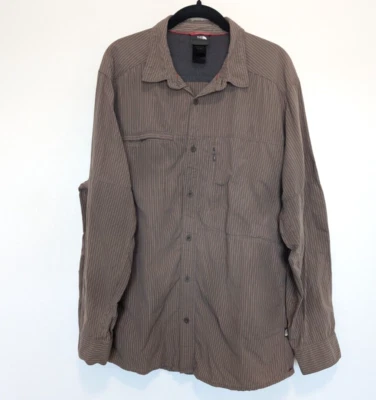 The North Face Shirt Mens Size XL Brown Stripe Vented Long Sleeve Outdoor Hiking - Image 1 of 4