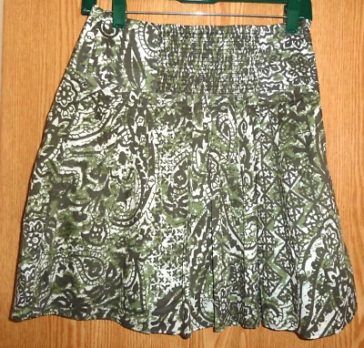 BANANA REPUBLIC - OLIVE PAISLEY SMOCKED-WAIST COTTON SKIRT - MISSES 2 - Изображение 1 из 2