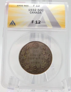 Moneda de 50 centavos Canadá 1932 medio dólar rey George Anacs fina 12 (BT699) - Imagen 1 de 4