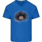 Vinyl Sunset Record LP Turntable Music Mens V-Neck Cotton T-Shirt