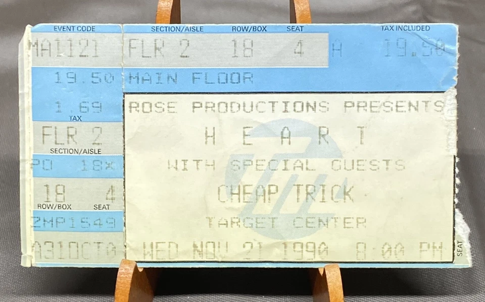Heart Cheap Trick Concert Ticket Stub Target Center November 21 1990 - Image 1 of 2