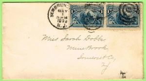 #230 - 1 Cent Coumbian (Pair), May 1 1893 Newbrunswick NJ - Picture 1 of 1