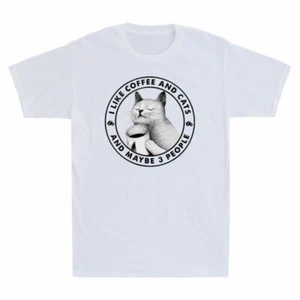 Vintage Funny Lover Men's I Maybe Like T-Shirt And Cat Cats 3 Coffee And People - Picture 1 of 7