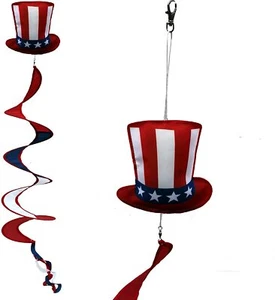 Uncle Sam Hat Wind Spinner - 6" x 40" Long, 4th of July, Patriotic Decor - Picture 1 of 3