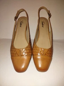 NWOB Trotters Womens Slingback Lucy Flats, Woven Leather, Black Beige Sz 11 - Picture 1 of 11
